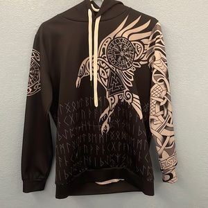 Small Mens Dry-fit Black and White Graphic Hoodie